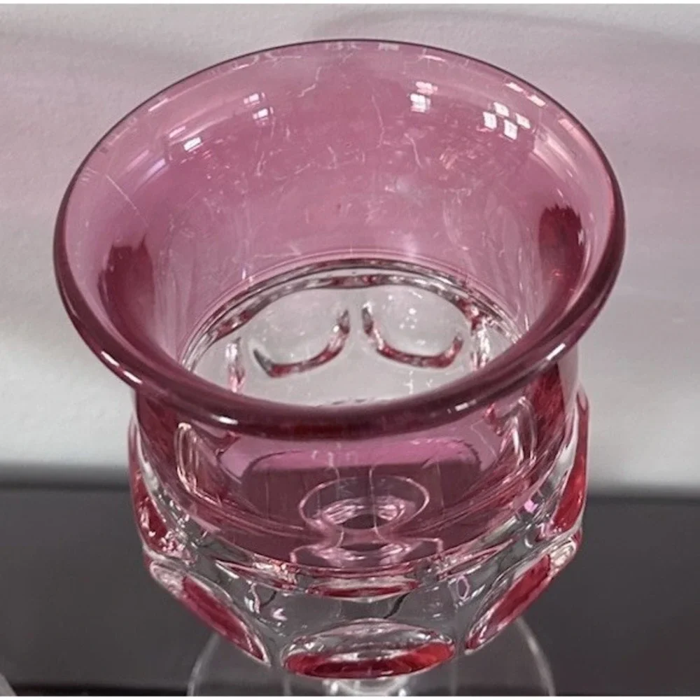Set of 6 Kings Crown Cranberry Flashed Glass Water Goblets 5.75 Inches Tall